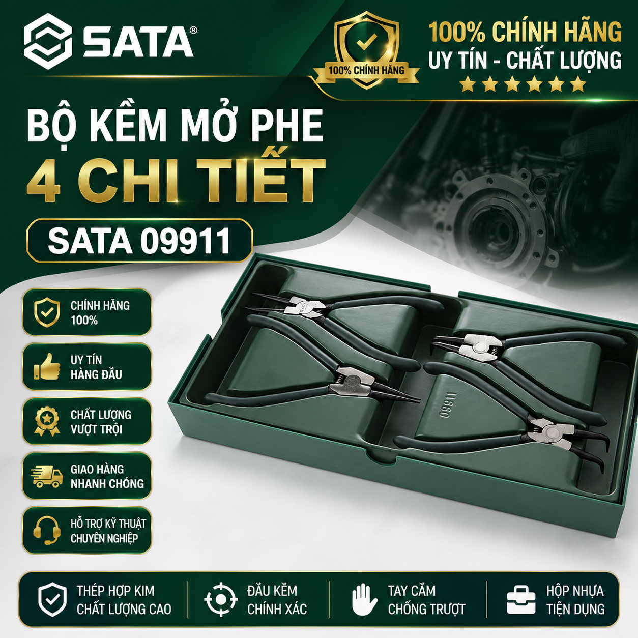 Bộ Kềm Mở Phe 4 Chi Tiết SATA 09911 Chính Hãng Hải Phòng