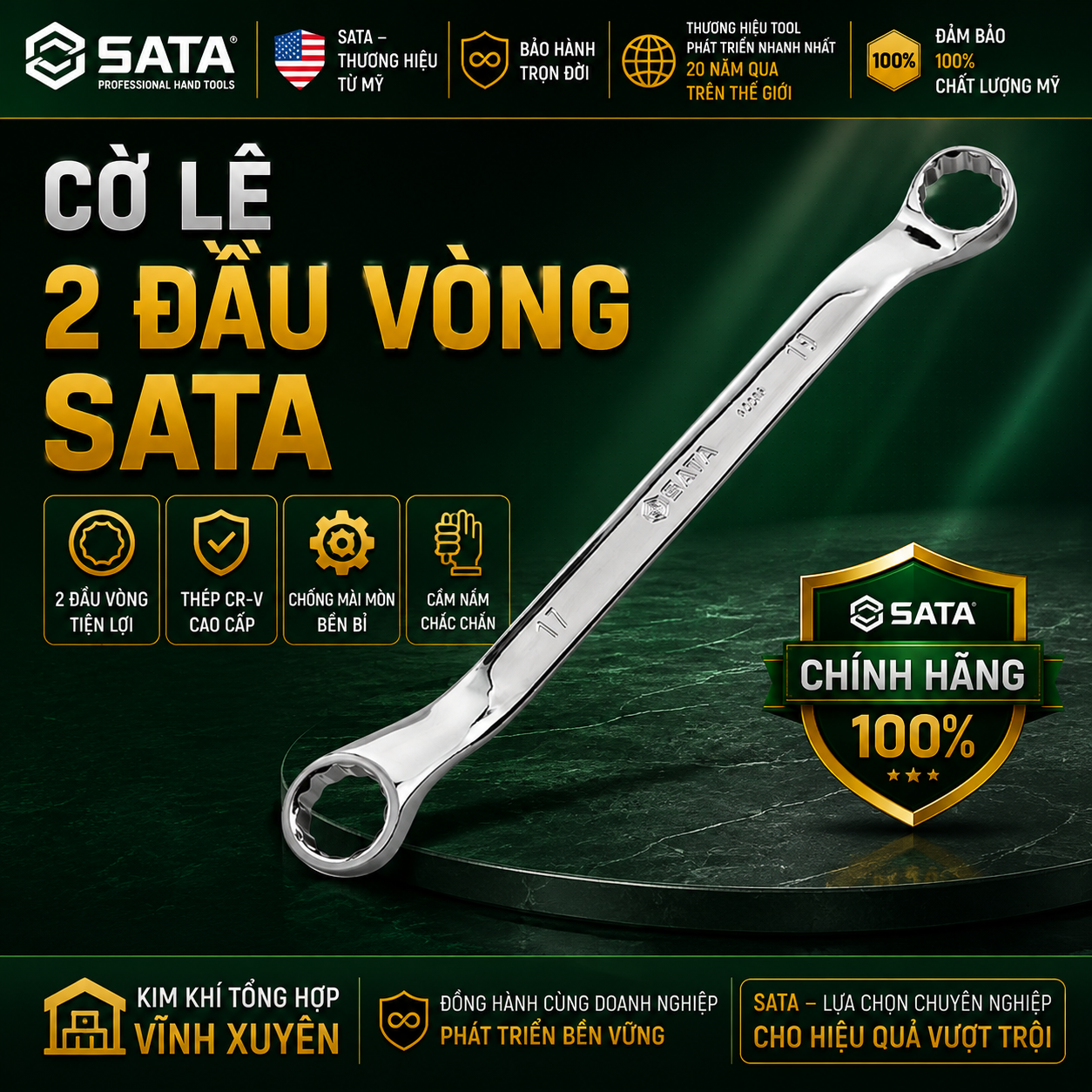 CỜ LÊ 2 ĐẦU VÒNG SATA CHÍNH HÃNG HẢI PHÒNG – ĐỘ BỀN CAO, THAO TÁC CHÍNH XÁC CHO GARA VÀ NHÀ MÁY