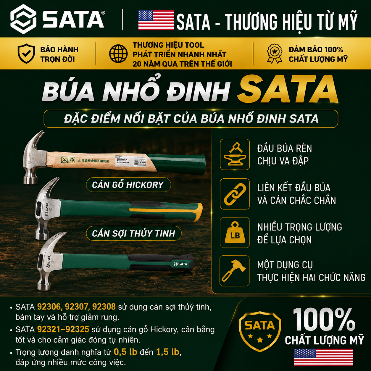 BÚA NHỔ ĐINH SATA Chính Hãng – Báo Giá Tại Hải Phòng